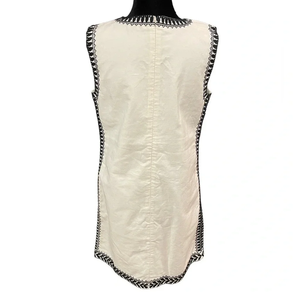 Tory Burch Camille Contrast-Embroidered Shift Dress In White